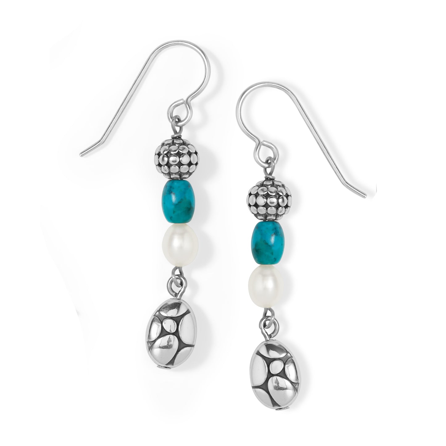 Pebble Turquoise Pearl French Wire Earrings