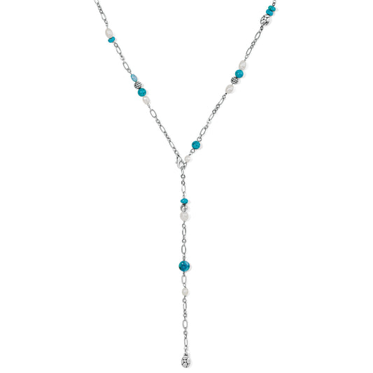 Pebble Turquoise And Pearl Convertible Y Necklace - Brazos Avenue Market 