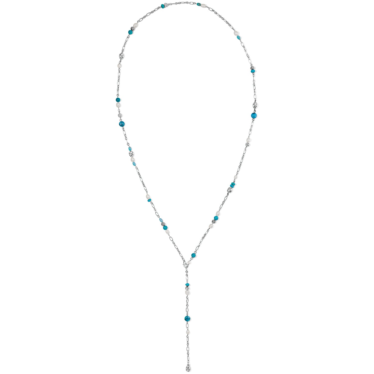 Pebble Turquoise And Pearl Convertible Y Necklace - Brazos Avenue Market 