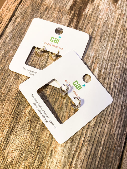 Half Stone Huggie Earrings - Brazos Avenue Market 