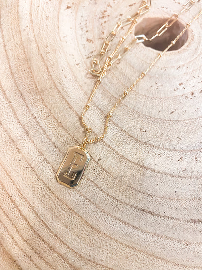 Layered Tag Initial Necklace
