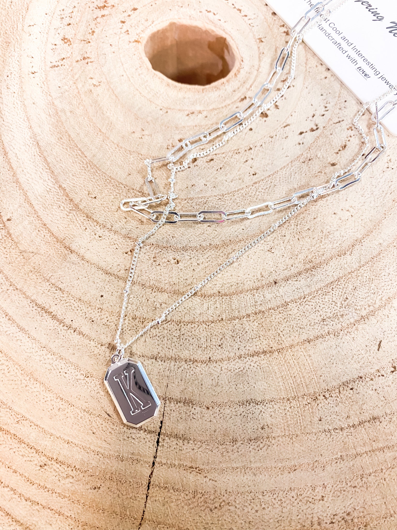 Layered Tag Initial Necklace - Brazos Avenue Market 
