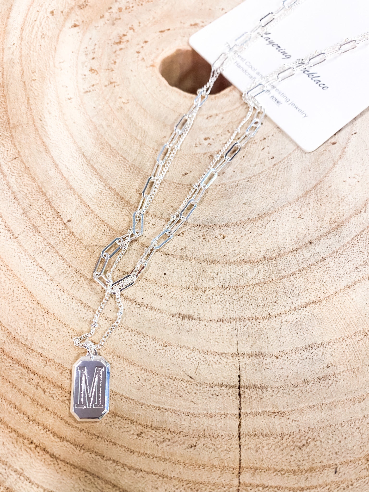 Layered Tag Initial Necklace - Brazos Avenue Market 