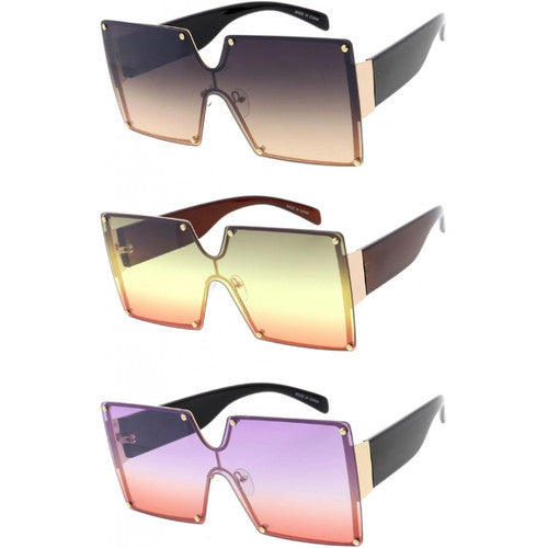 Large Square Metal Fashion Sunglasses