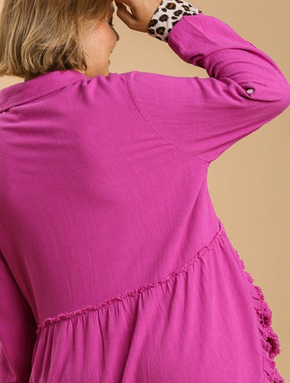 Linen Blend Tunic Dress - Plus